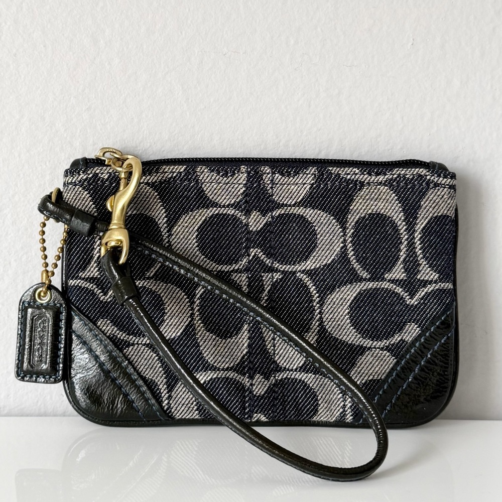 Coach Denim Small Wristlet Bag